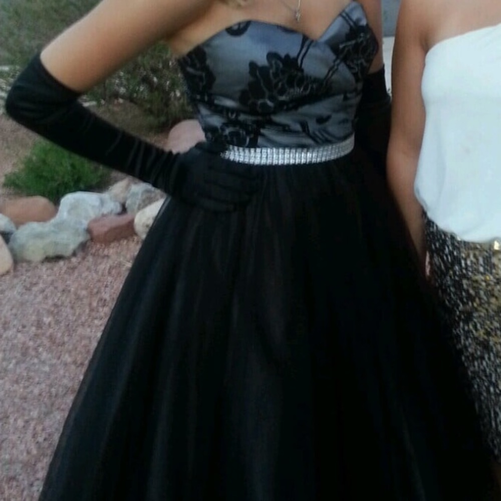 Studded black prom dress